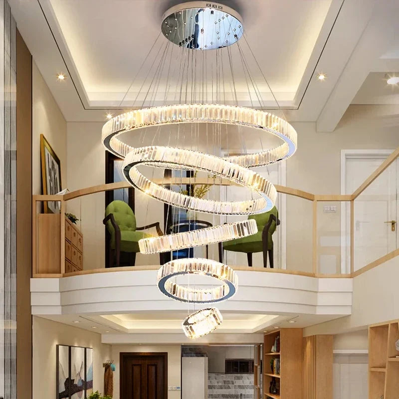 Afralia™ Modern Luxury Crystal LED Ceiling Chandelier for Living Room.