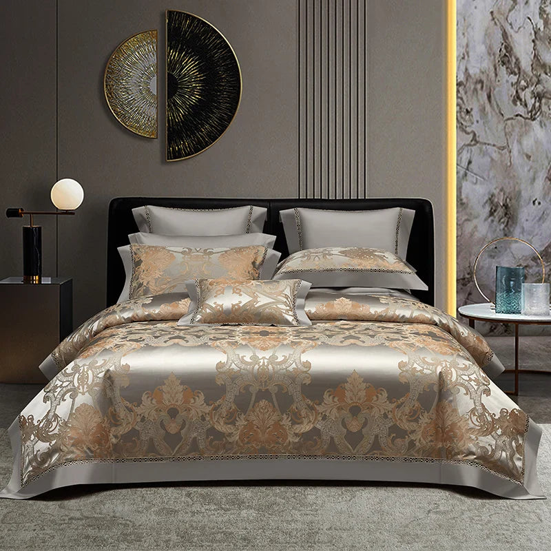 Afralia™ Luxury European Jacquard Duvet Cover Set with Satin Finish