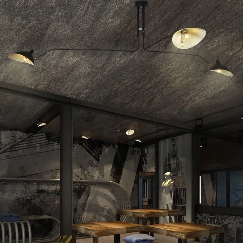 Afralia™ Nordic Spider LED Ceiling Lamp Iron Black Industrial Decor Living Room Light