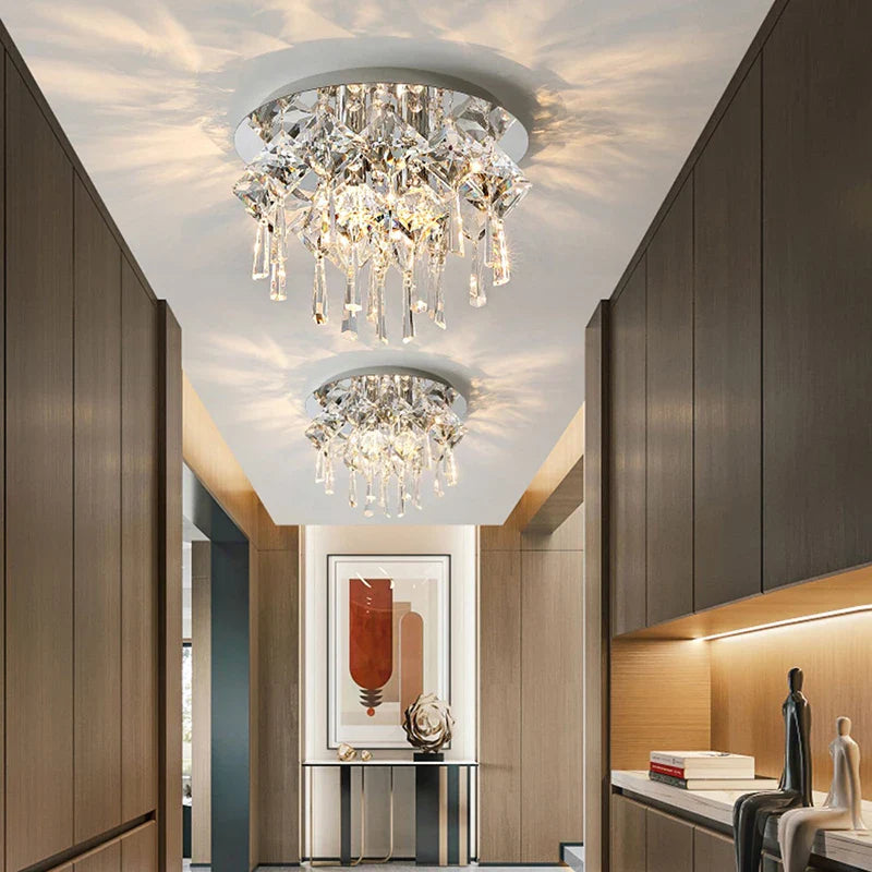 Afralia™ Crystal Luxury Chandelier: Dimmable LED Round Ceiling Light for Bedroom Living Room