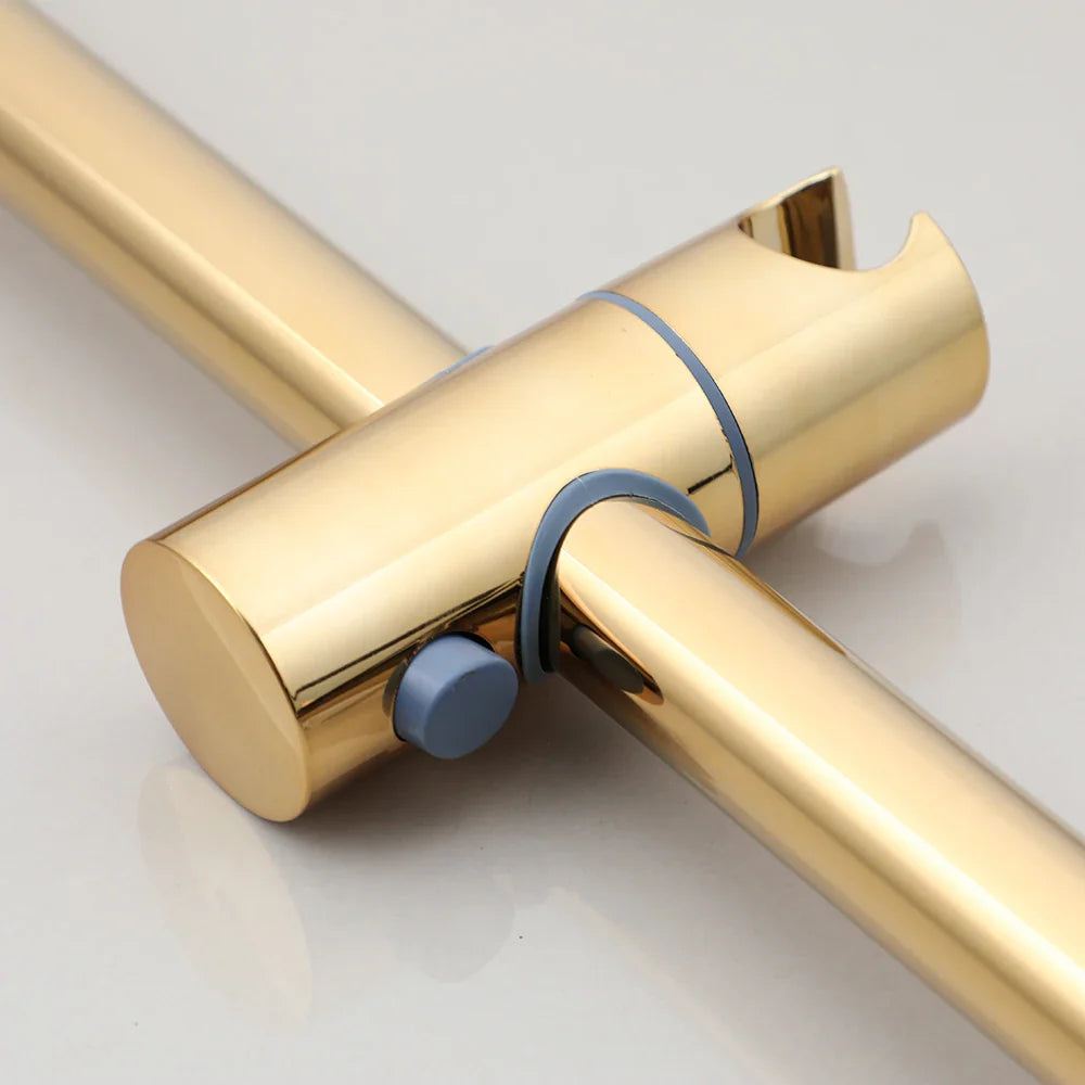 Afralia™ Gold Finished Handheld Shower Rod Wall Mounted Double Hole Taps