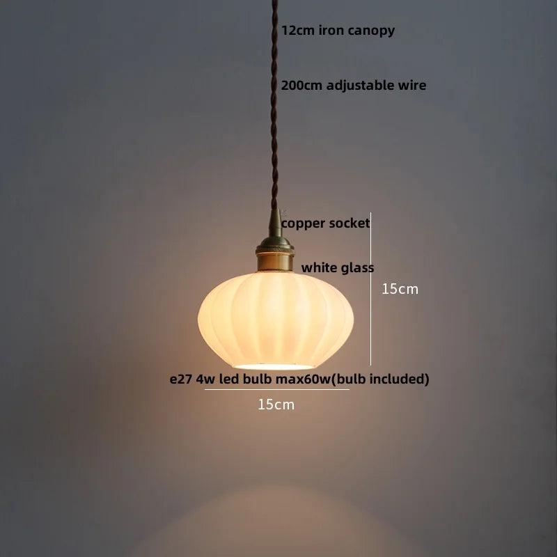 Afralia™ Copper White Glass LED Pendant Lamp for Modern Living Room Decor
