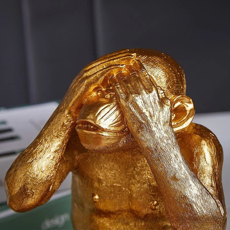 Afralia™ Golden Monkey Sculpture: Artisanal Baboon Decorative Figurine for Home Decor