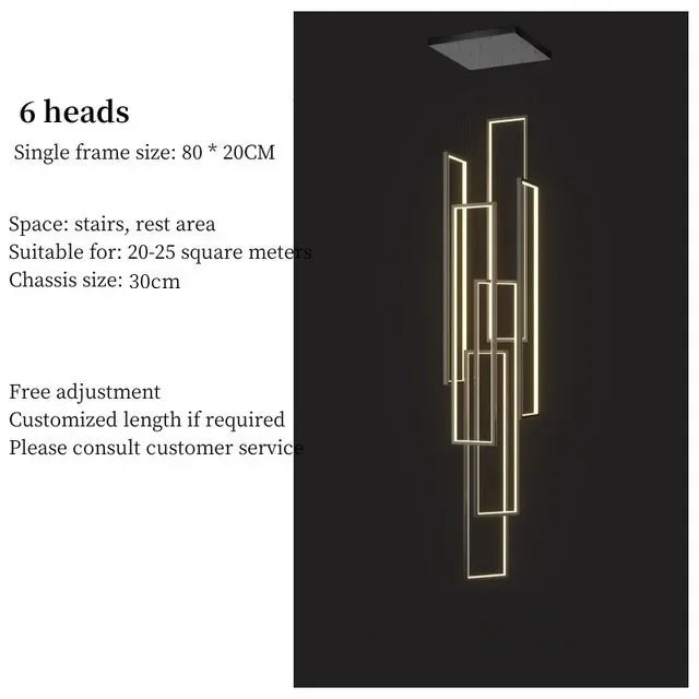 Afralia™ Geometric Luxury Stair Chandelier for Duplex Villa Loft Living Room