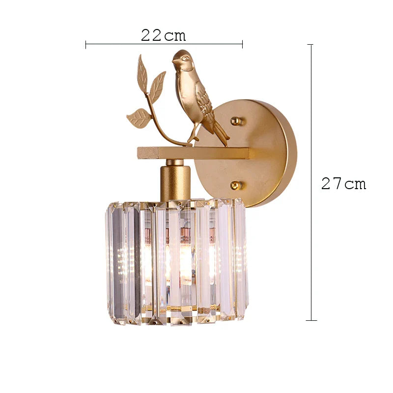 Afralia™ Crystal Bird Wall Lamp: Modern Retro Luxury Light for Living Room Bedroom Aisle