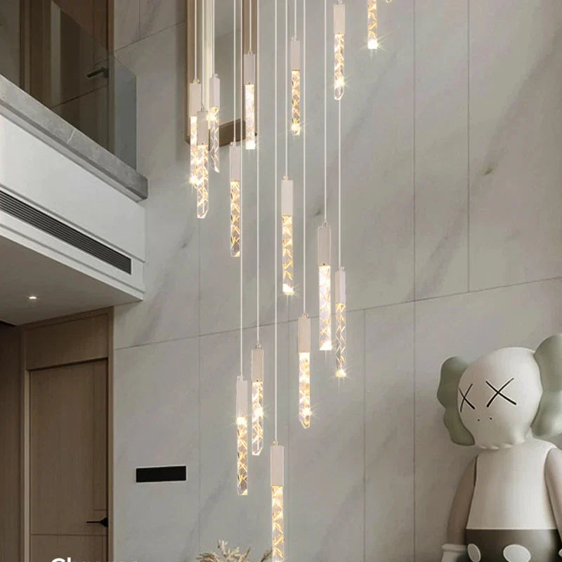 Afralia™ LED Crystal Staircase Pendant Light for Modern Nordic Home Lighting