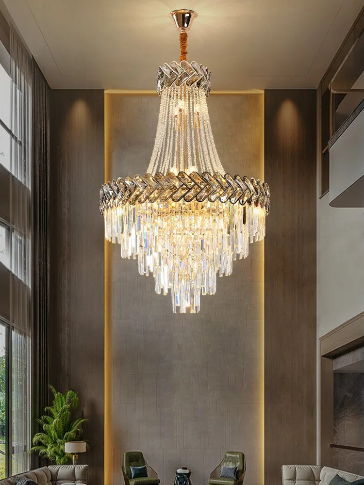 Afralia™ Crystal Chandelier: Modern European Duplex Villa Living Room Luxury Hollow Stair Light