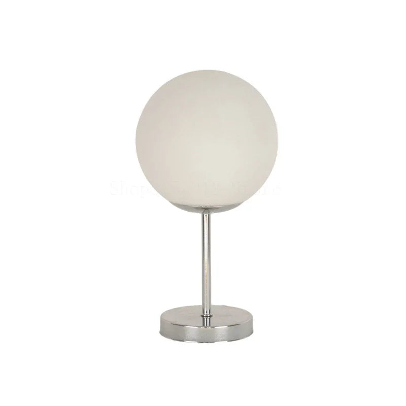 Afralia™ White Glass Ball LED Table Lamp for Living Room, Bedroom, Offices & Learn Reading