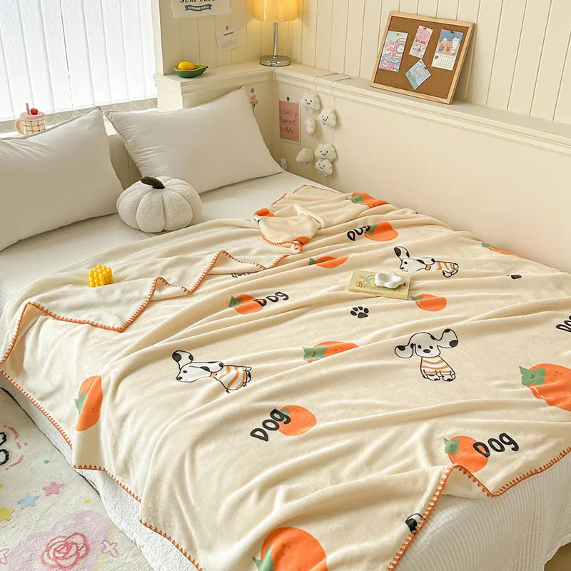 Afralia™ Cozy Milk Velvet Blanket: Cute Pattern, Warm, Multi-Functional Sofa & Travel Shawl