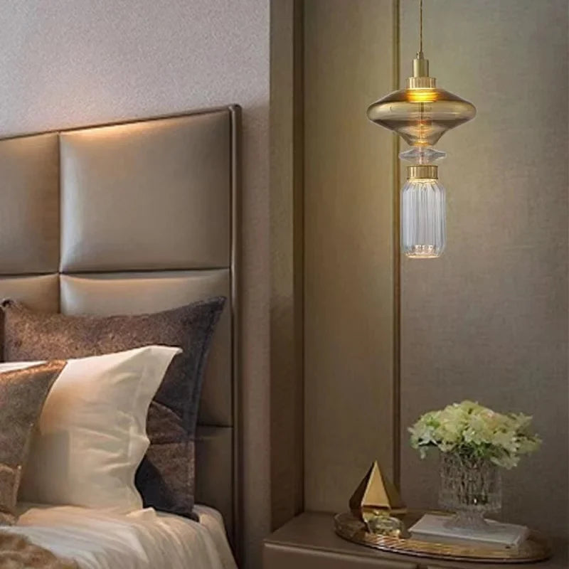 Afralia™ LED Glass Chandelier: Clear Amber Glass, Adjustable Wire 200cm, Modern Lighting Fixtures