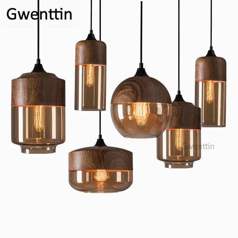Afralia™ Vintage Industrial Glass Pendant Lights Kitchen Lighting
