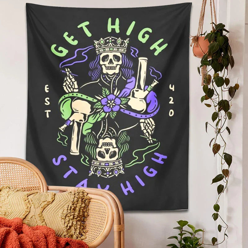 Afralia™ Skull Tapestry Wall Hanging for Trippy Home Decor