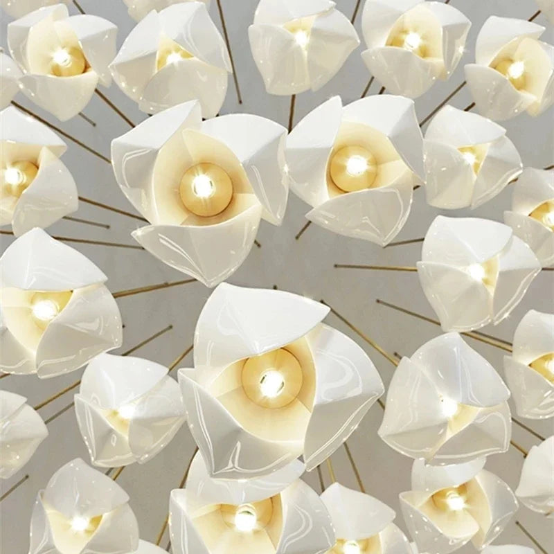 Afralia™ Magnolia Ceramic Chandelier: Luxury LED Duplex Staircase Lighting for Elegant Living and Dining