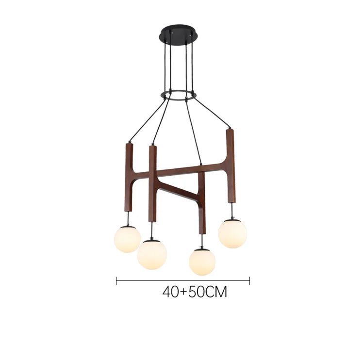 Afralia™ Walnut Multi-Head Pendant Light for Elegant Living and Dining Spaces