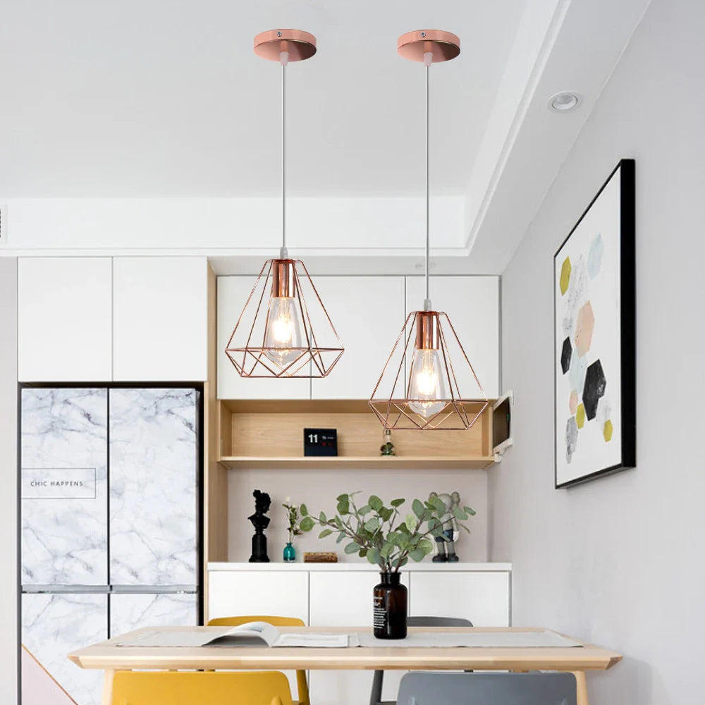 Afralia™ Industrial Metal Cage Pendant Lamp for Home Lighting