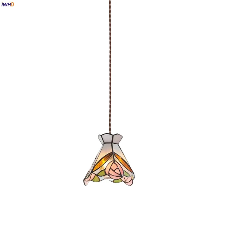 Afralia™ Tiffany Style Glass LED Pendant Lights for Dining Kitchen Restaurant Hallway