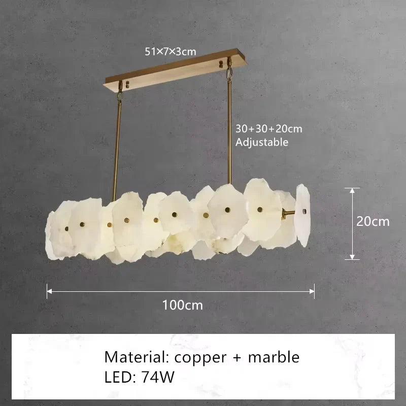 Afralia™ Natural Marble LED Chandelier for Luxury Living Room Art Deco, Dining Room Lighting