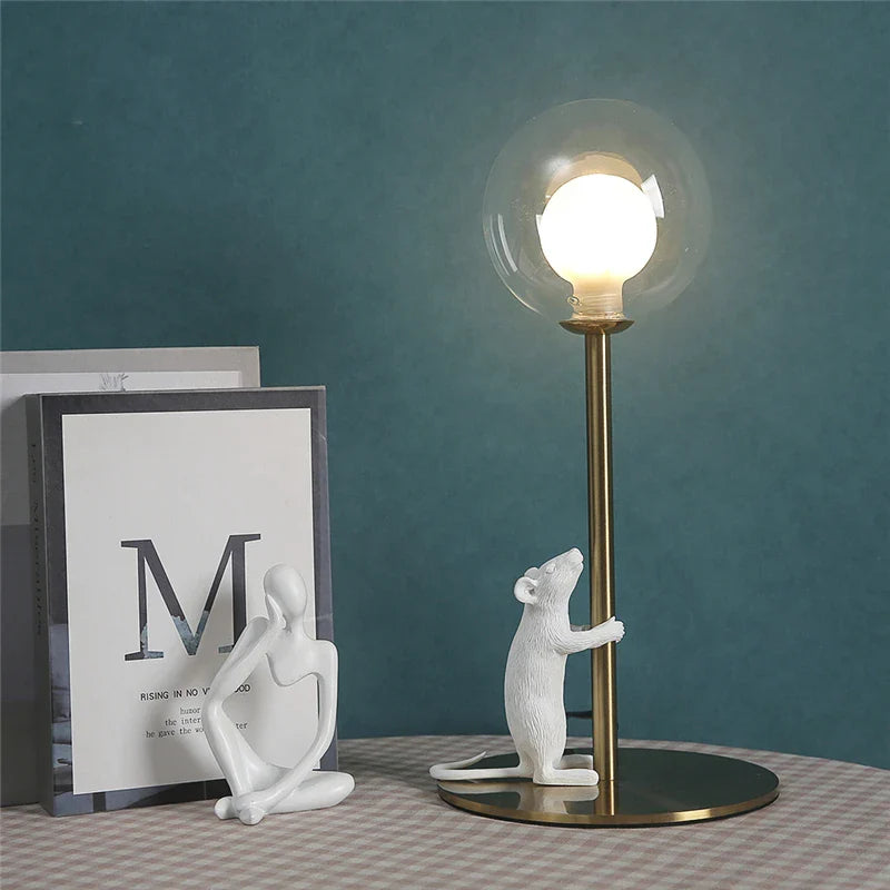Afralia™ Resin Mouse Table Lamp LED Desk Light Modern Decorative Stand Lighting Fixtures