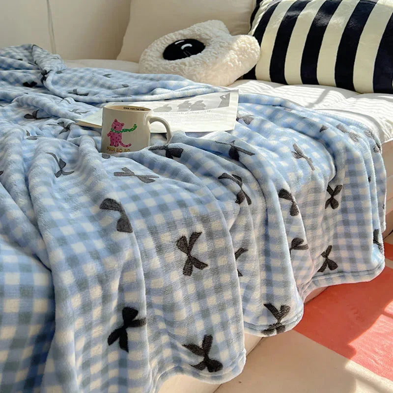 Afralia™ Milk Coral Fleece Cozy Blanket Air Conditioning Shawl Quilt - Warm & Cute Office Sofa Nap Blanket