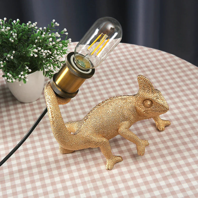 Resin Lizard Night Light Afralia™ Chameleon Table Lamp LED Desk Lamp Decor