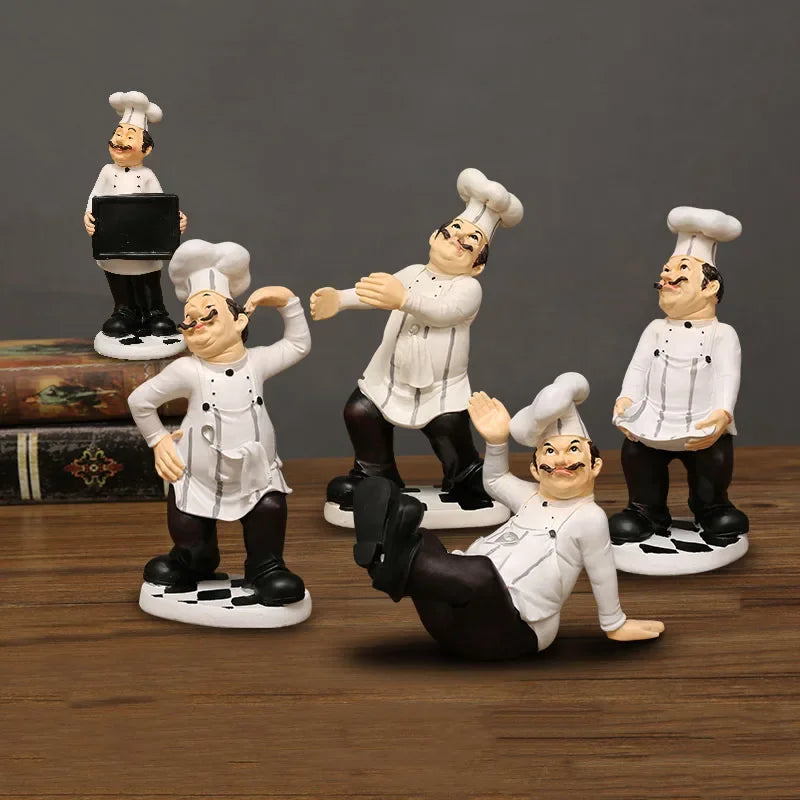 Afralia™ Bearded Chef Resin Figure Sculpture Modern Kitchen Desk Decor Ornaments
