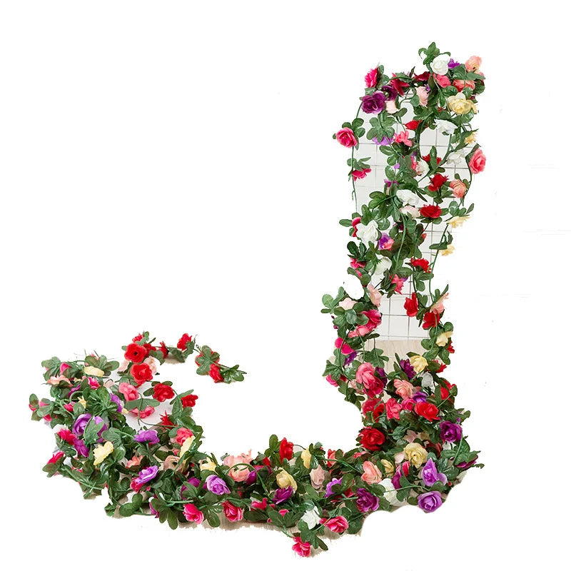 Afralia™ 250cm Rose Flowers Vine Garland Autumn Cane Backdrop Decor