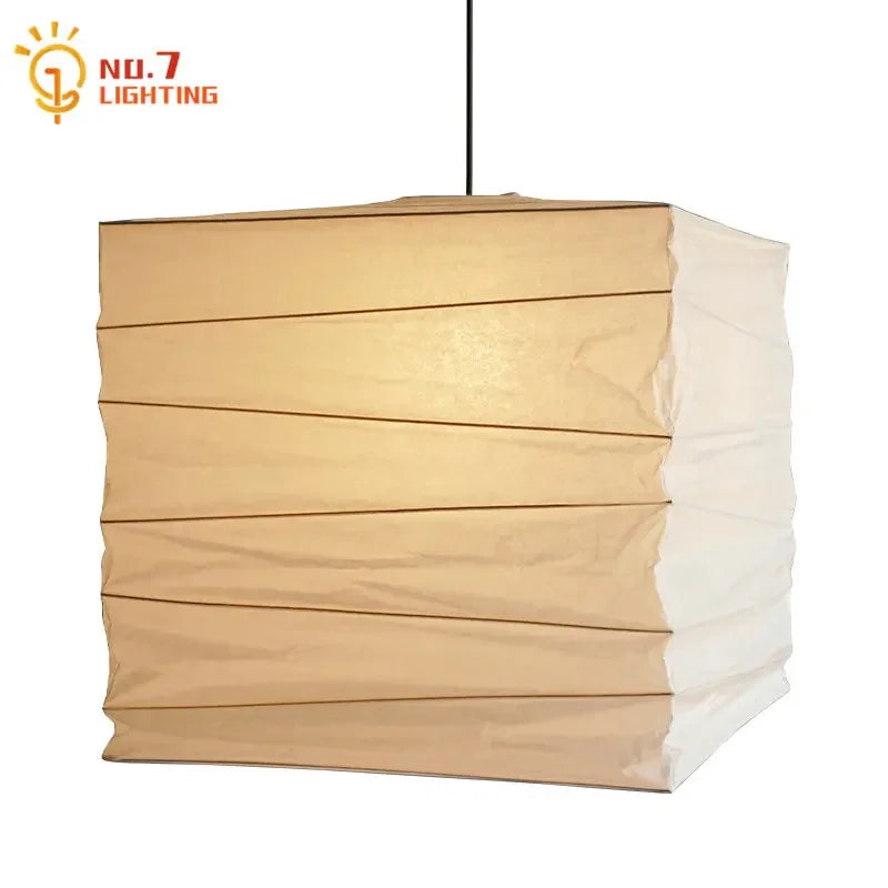 Afralia™ Wabi-sabi Noguchi Square Pendant Light - Modern Home Decor for Living/Dining Room