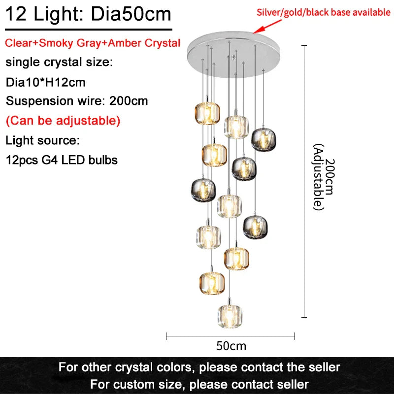 Afralia™ Nordic Crystal Ceiling Chandelier LED Light for Living Room, Bedroom, Dining Room, Kitchen