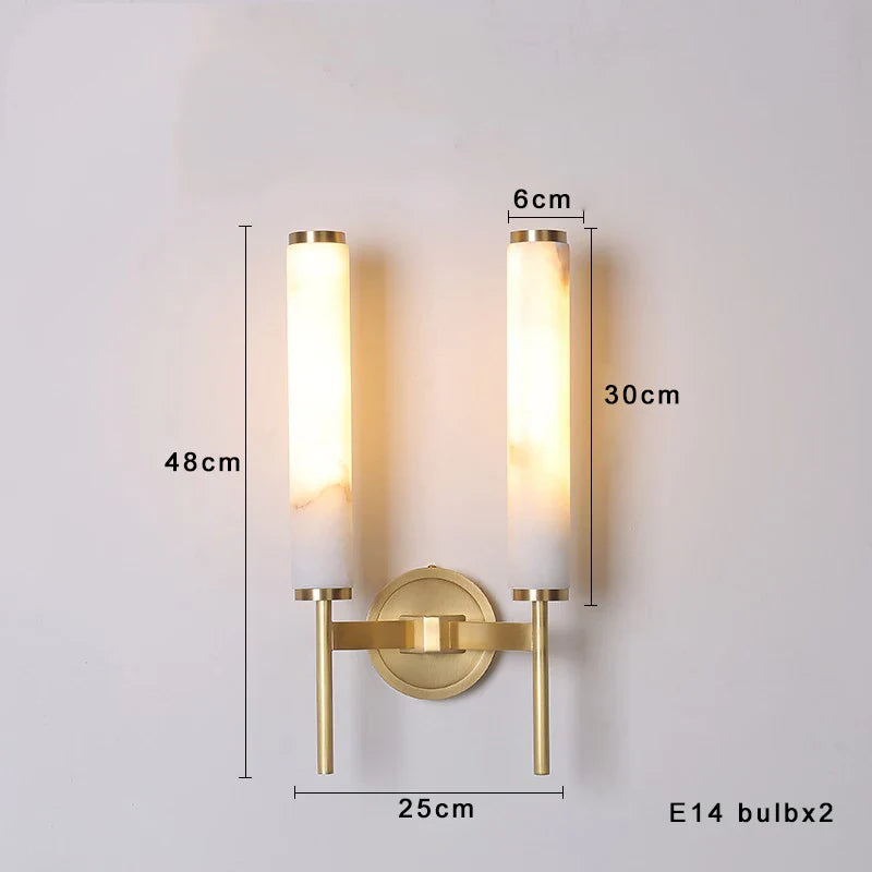 Afralia™ Spanish Marble Bronze Black Wall Sconce Luxury Bedside Light