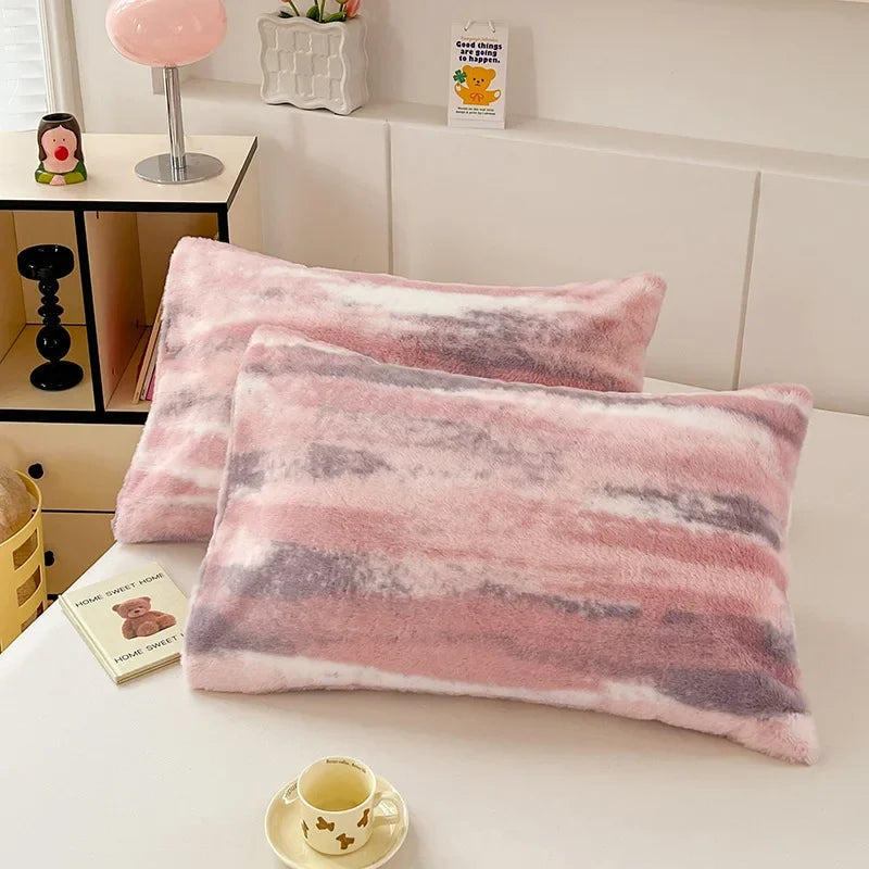 Afralia™ Cozy Winter Plush Pillowcase: Nordic Printed Milk Velvet Soft Home Decor