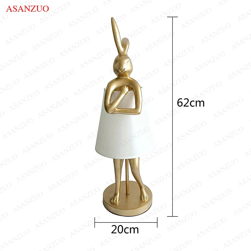 Afralia™ Bathing Rabbit Resin Table Lamp for Living Room and Bedroom Decor