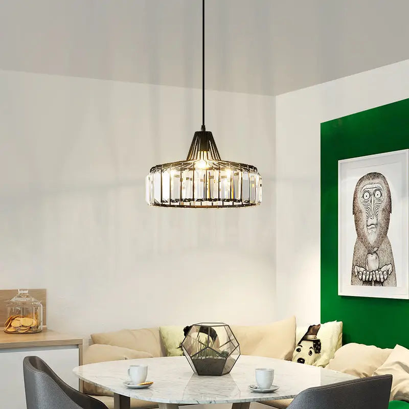 Afralia™ Crystal LED Pendant Light: Retro Gold Lampshade for Living Room, Bedroom, Dining Room