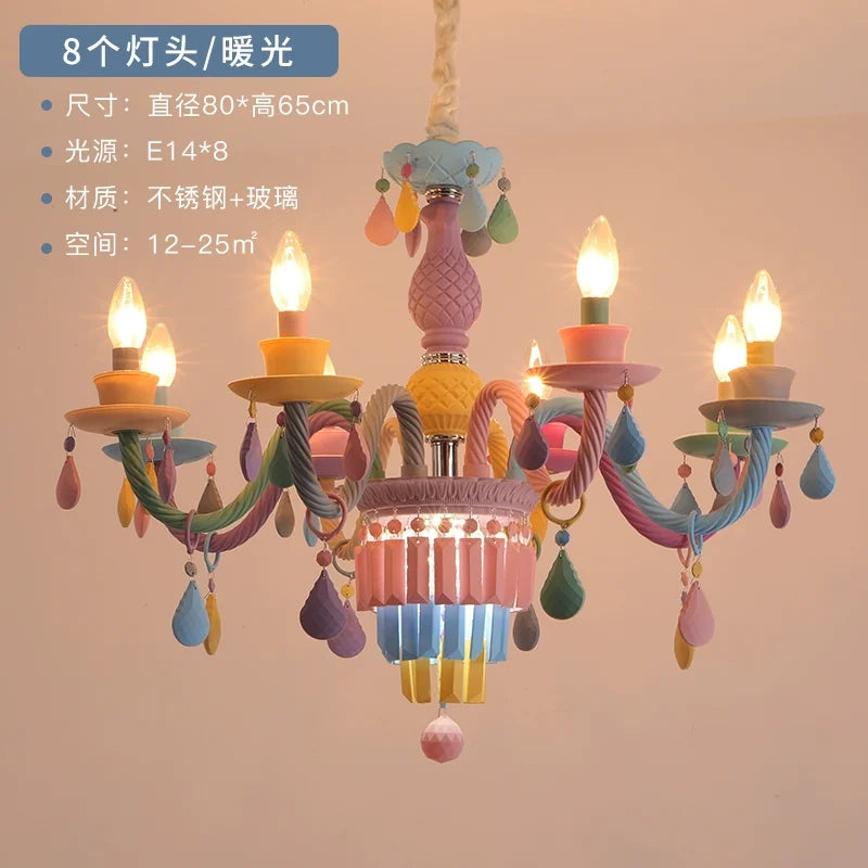 Afralia™ Crystal Chandelier Girl Baby Bedroom Lamp Nordic Princess Room Lighting
