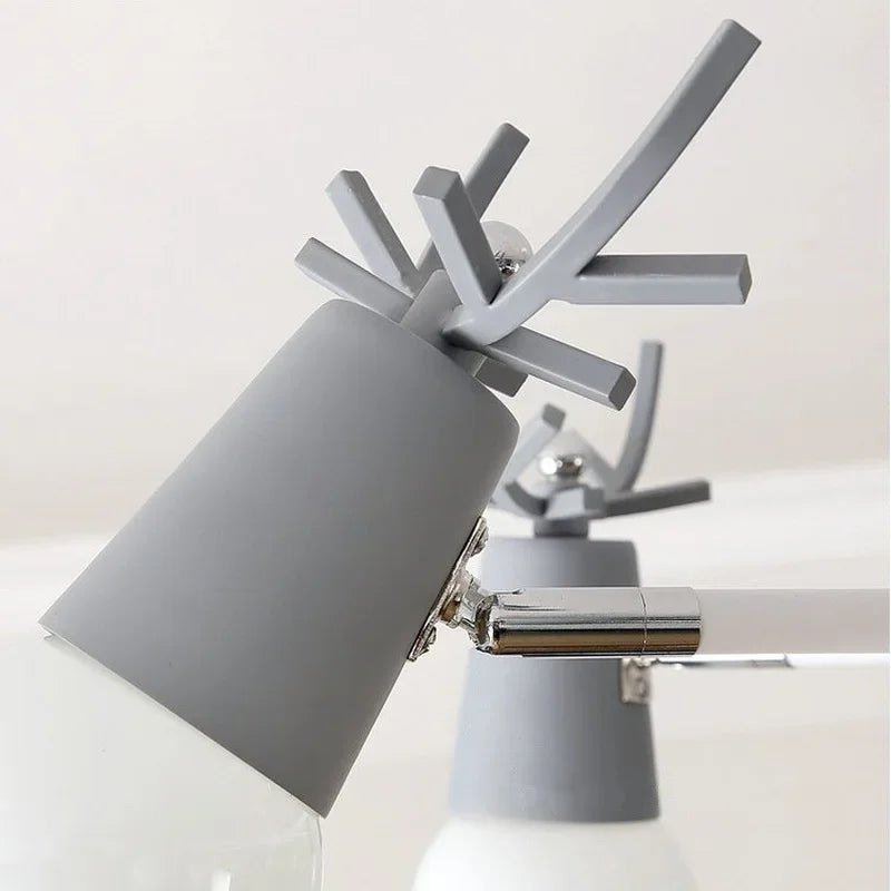 Afralia™ Modern Deer Horn Chandelier with Black White Pink Lampshade