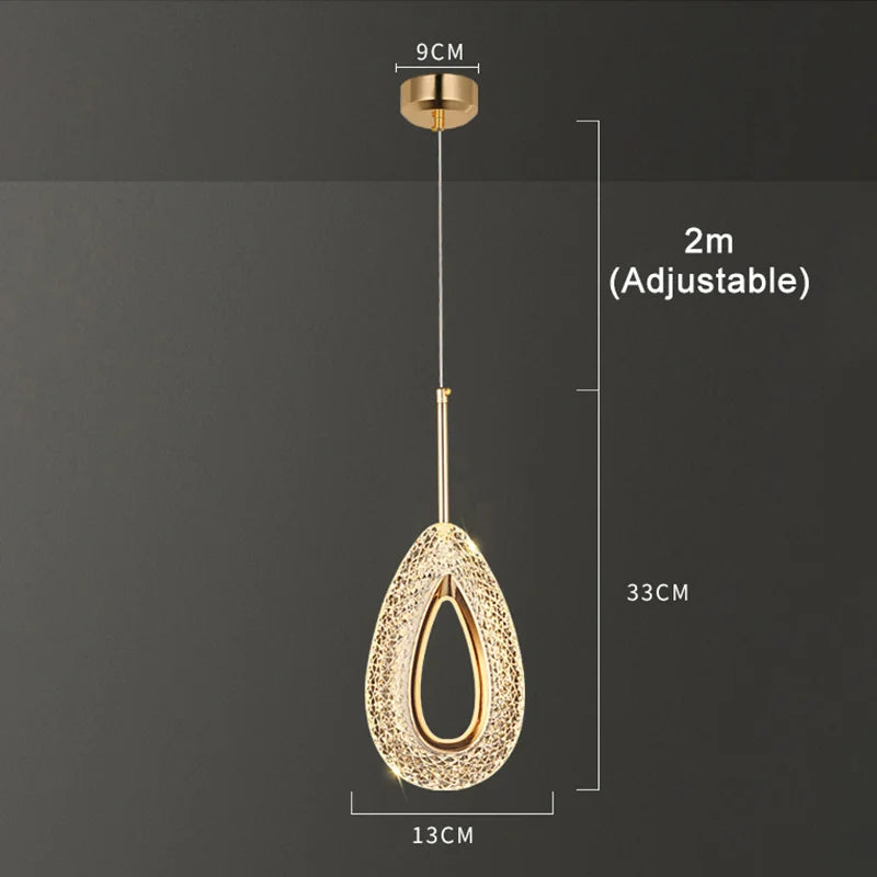 Afralia™ Nordic Crystal LED Pendant Lamp: Modern Chandelier for Bedroom and Living Room