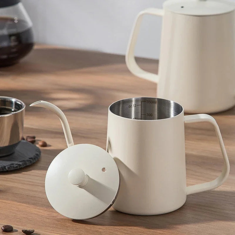 Afralia™ Glass Coffee Maker Pot Barista Kettle Stainless Steel Strainer Pitcher