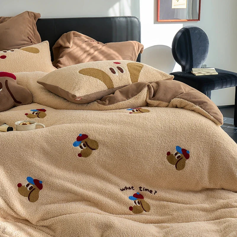 Afralia™ Winter Velvet Warmth Queen Bedding Set with Sheet and Pillowcase