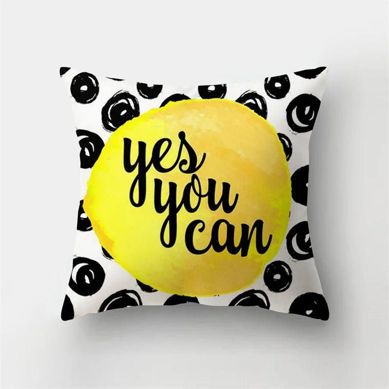 Yellow Black Wave Line Geometric Cushion Cover - Afralia™ Home Decor