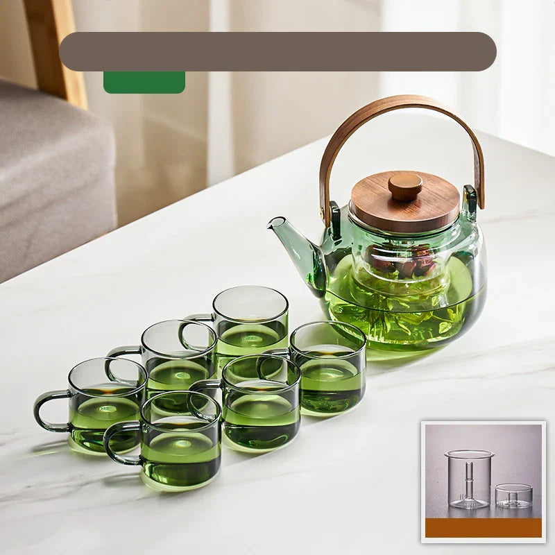 Afralia™ Transparent High-Temperature Teapot Tea Set with Tea Separator