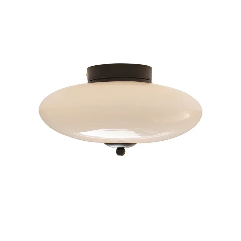 Afralia™ Cream White Glass Ceiling Lamp | LED Bauhaus Dining Room Decor