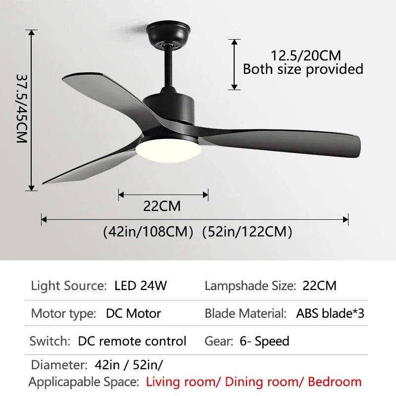 Afralia™ 52" DC Motor Ceiling Fan with LED Light & Remote Control