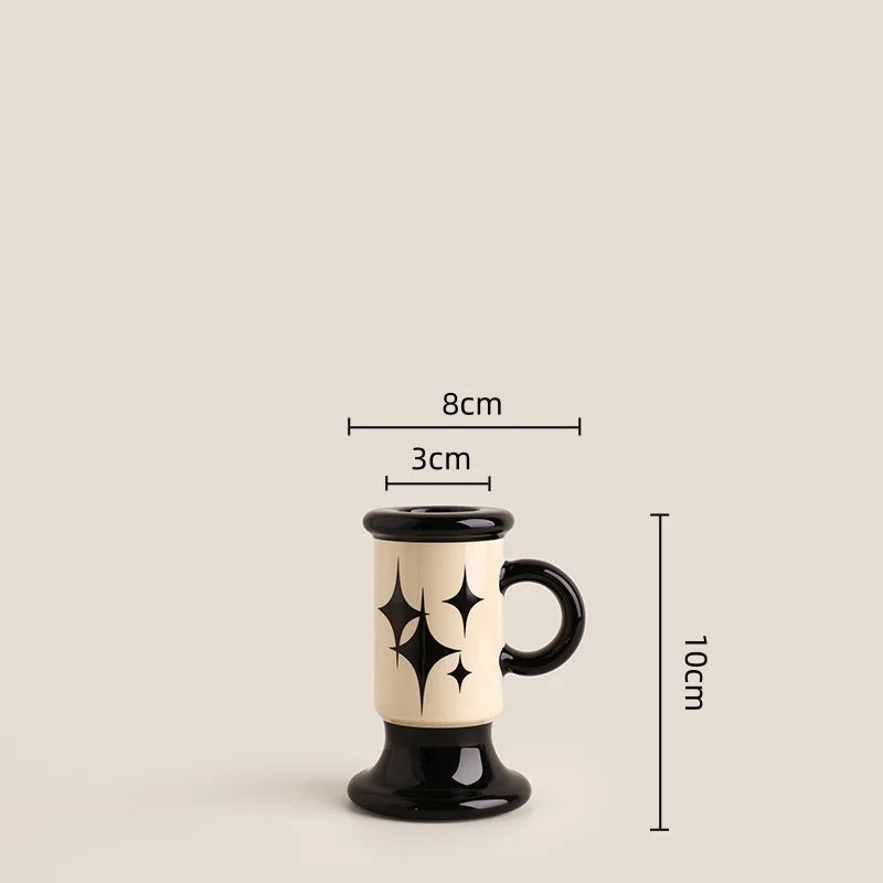 Afralia™ Ceramic Handlebar Vase Candle Holder Home Decor Arrangement Accessories