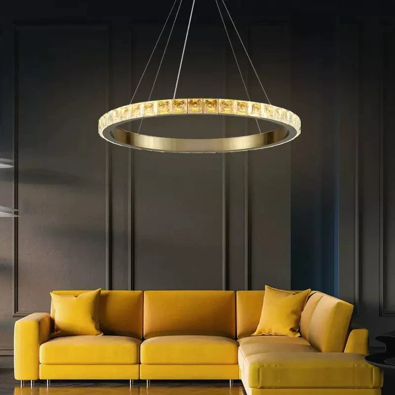 Afralia™ Modern LED Crystal Ceiling Chandelier for Living Room Bedroom Hotel Villa