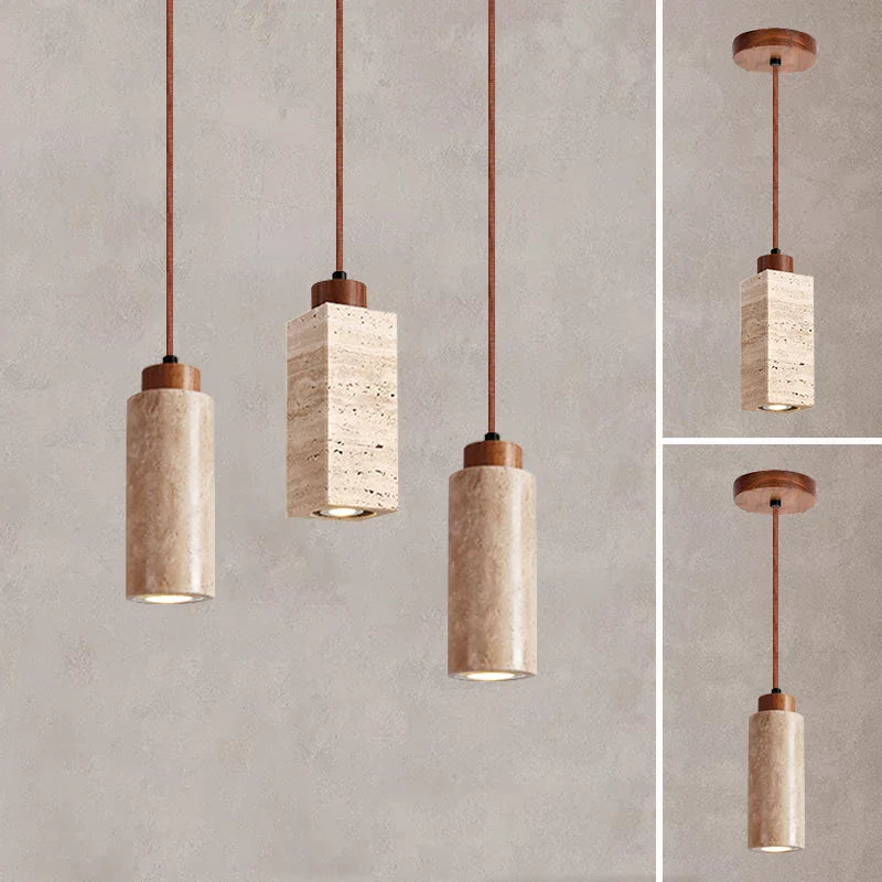 Afralia™ Yellow Travertine Marble Pendant Lamp: Nordic Stone Hanging Light for Dining Table, Kitchen, Bedside