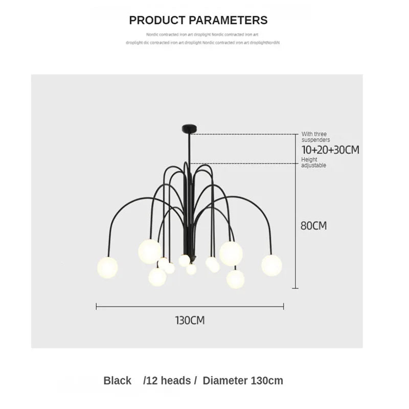 Afralia™ Glass Ball Chandelier: Modern Living Room Dining Kitchen Light Fixtures