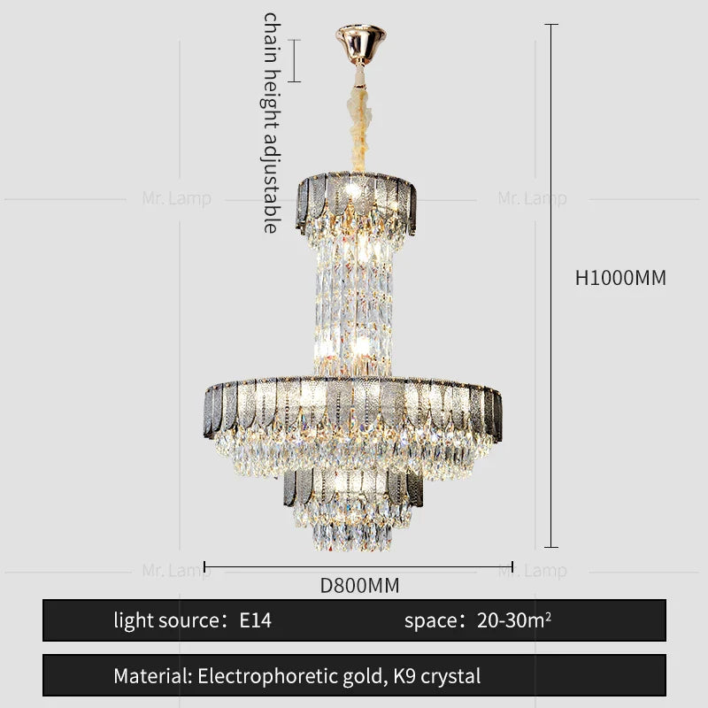 Afralia™ Crystal Chandelier: Postmodern Multi-layer Luxury for Living Room, Hotel Lobby, and Villa