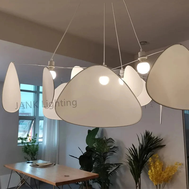 Afralia™ White Fabric Screen Chandelier Leaf Grid Lamp - Suspension Lighting