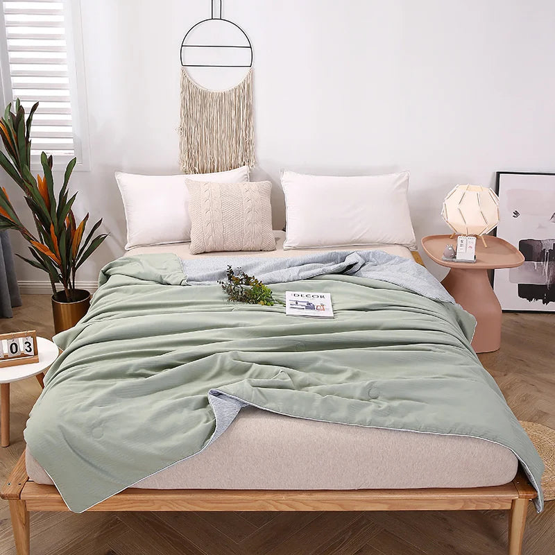 Afralia™ Pure Cotton Tribute Satin Quilt: Spring-Summer Cool Comforter Blanket for Bed