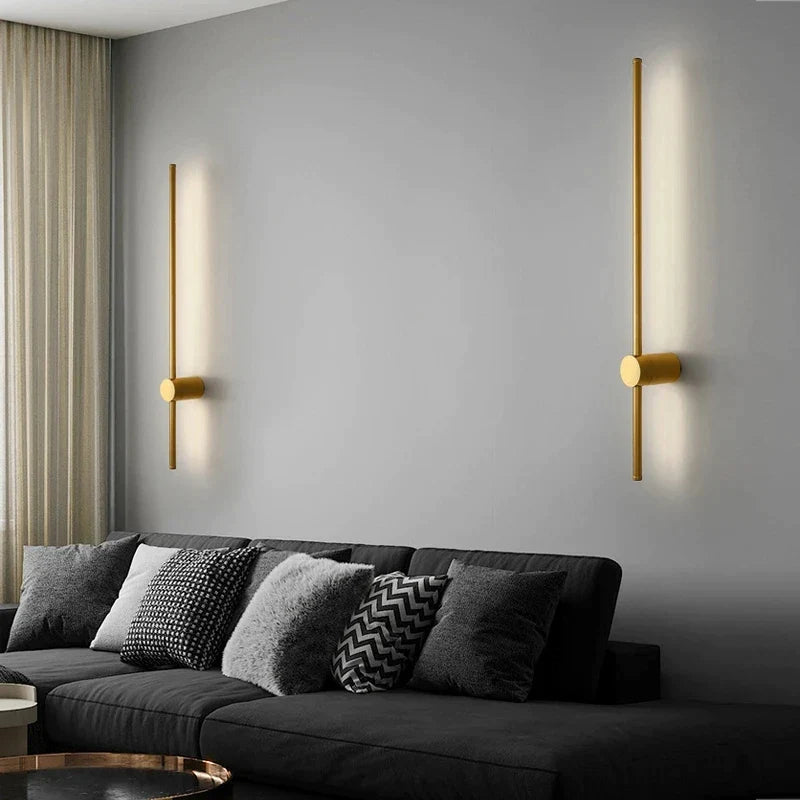 Afralia™ Modern LED Wall Lamp 80cm Gold Black for Home Decor