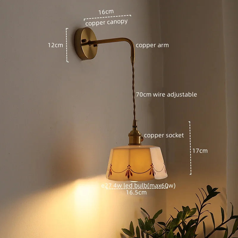 Afralia™ Ceramic Copper LED Wall Sconce Light, Modern Nordic Design for Living Room, Bedroom, Bathroom